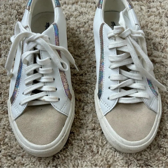Madewell Sidewalk Low-Top Sneakers in Iridescent Leather Size 7 - Picture 3 of 12